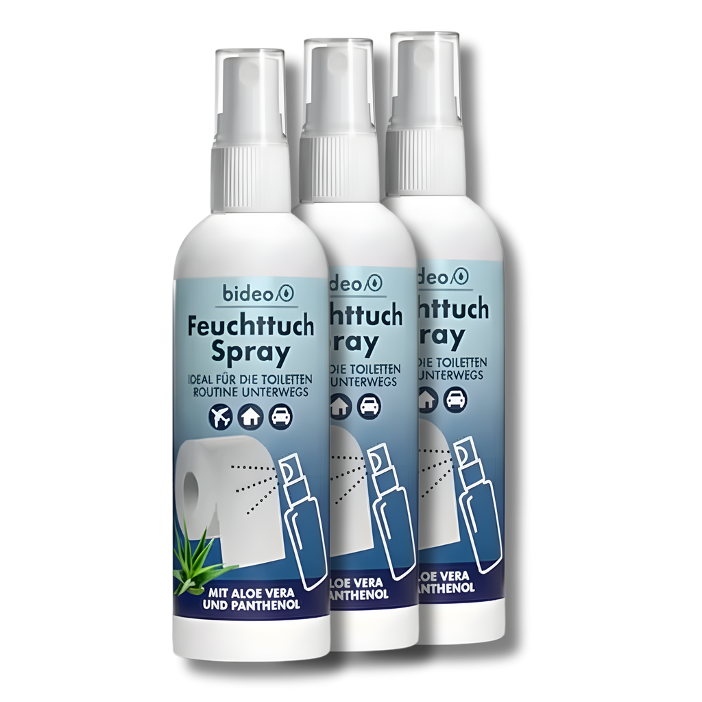 drei Flaschen Feuchttuchspray