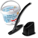 Eimer WC-Schaum und eine Silikonbürste schwarz