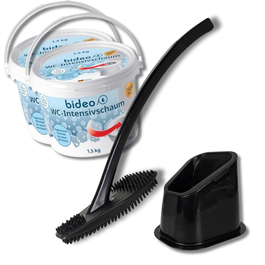 2 Eimer WC-Schaum und eine Silikonbürste schwarz